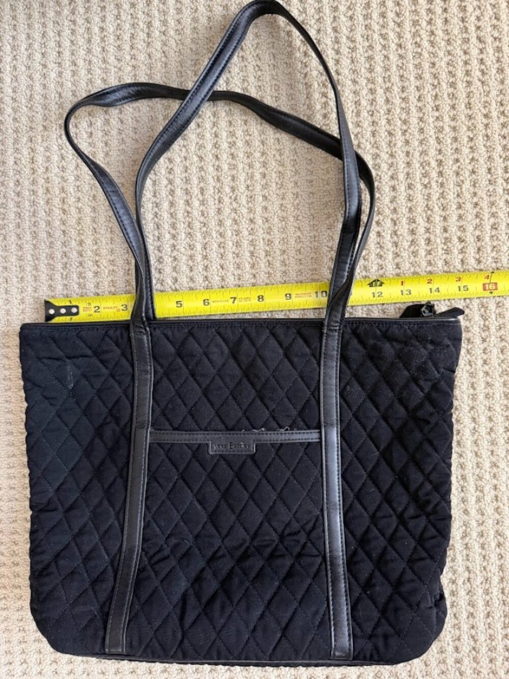 Vera Bradley Quilted Diamond Pattern Black Tote Purse